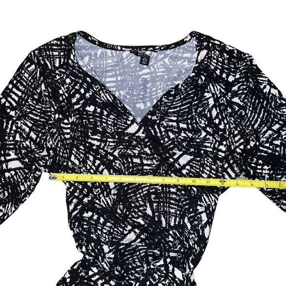 GEORGE Black & White Patterned Faux Wrap Dress Size Large - Picture 4 of 8